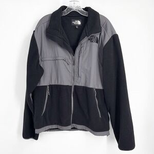 The North Face Vintage Denali Fleece Jacket Full Zip Black Gray Mens Large Coat